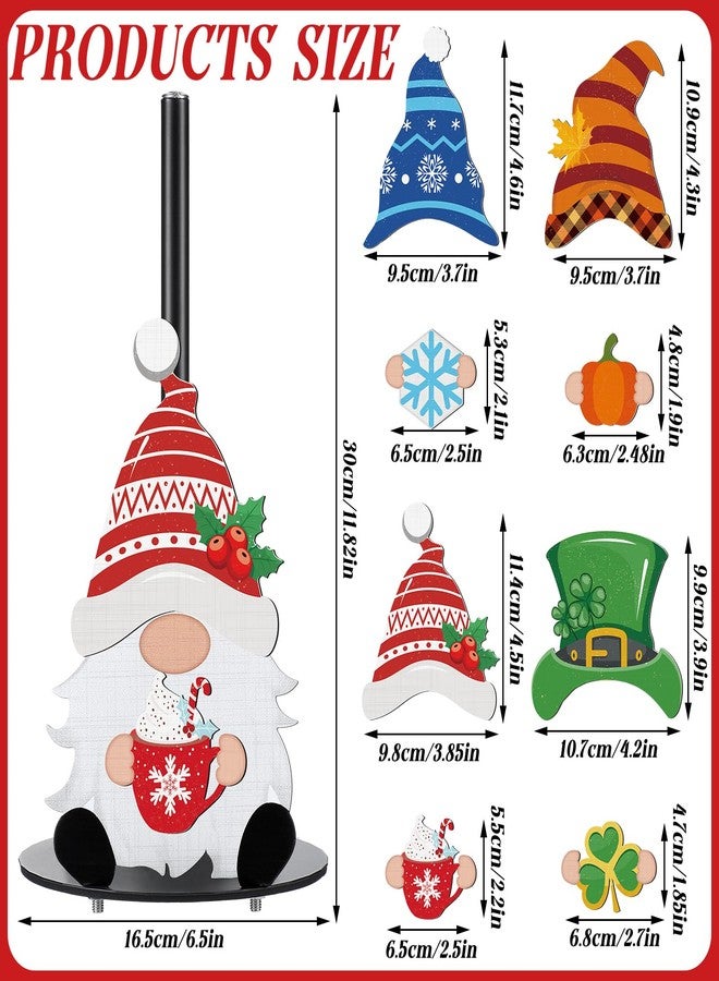 Otoolling Holiday Interchangeable Paper Towel Holder Countertop Gnome Metal Stand Towels Paper Holder with 15 Set Magnets Decoration Seasonal Kitchen Decor Kit for Indoor Accessories - Image 2